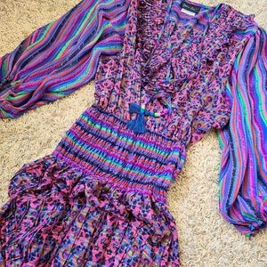 Vintage Diane Freis 80s Boho Maxi Dream Dress S